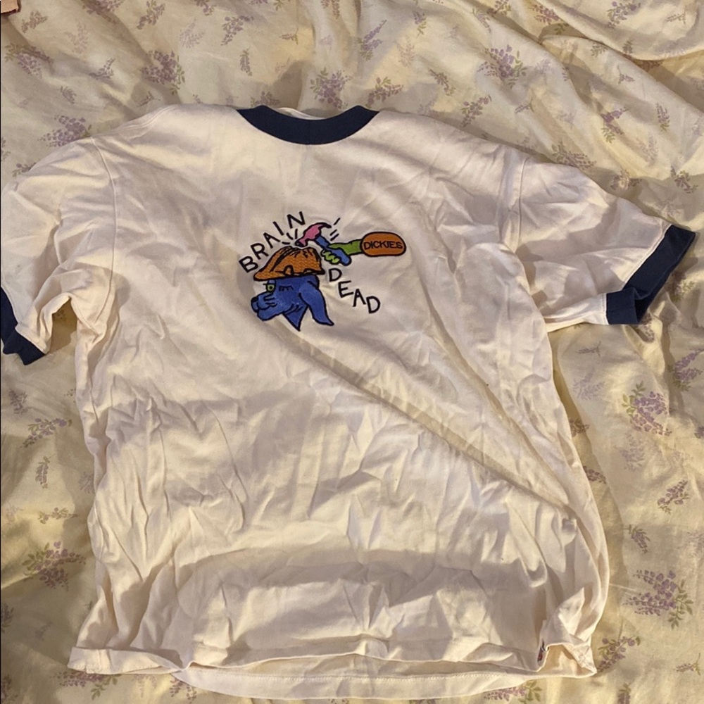 Dickies Cream and Blue Short Sleeve Tee